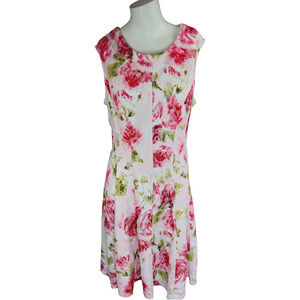 Studio One Womens 18 Sleeveless Floral Pink Roses Lace A-Line Dress Knee Length